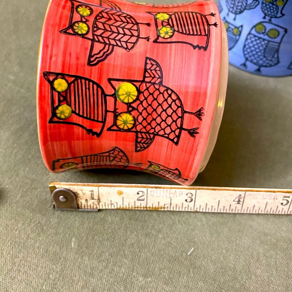 Pier 1 Imports Colorful Owl Design Stacking Mugs set of 2 UBM
